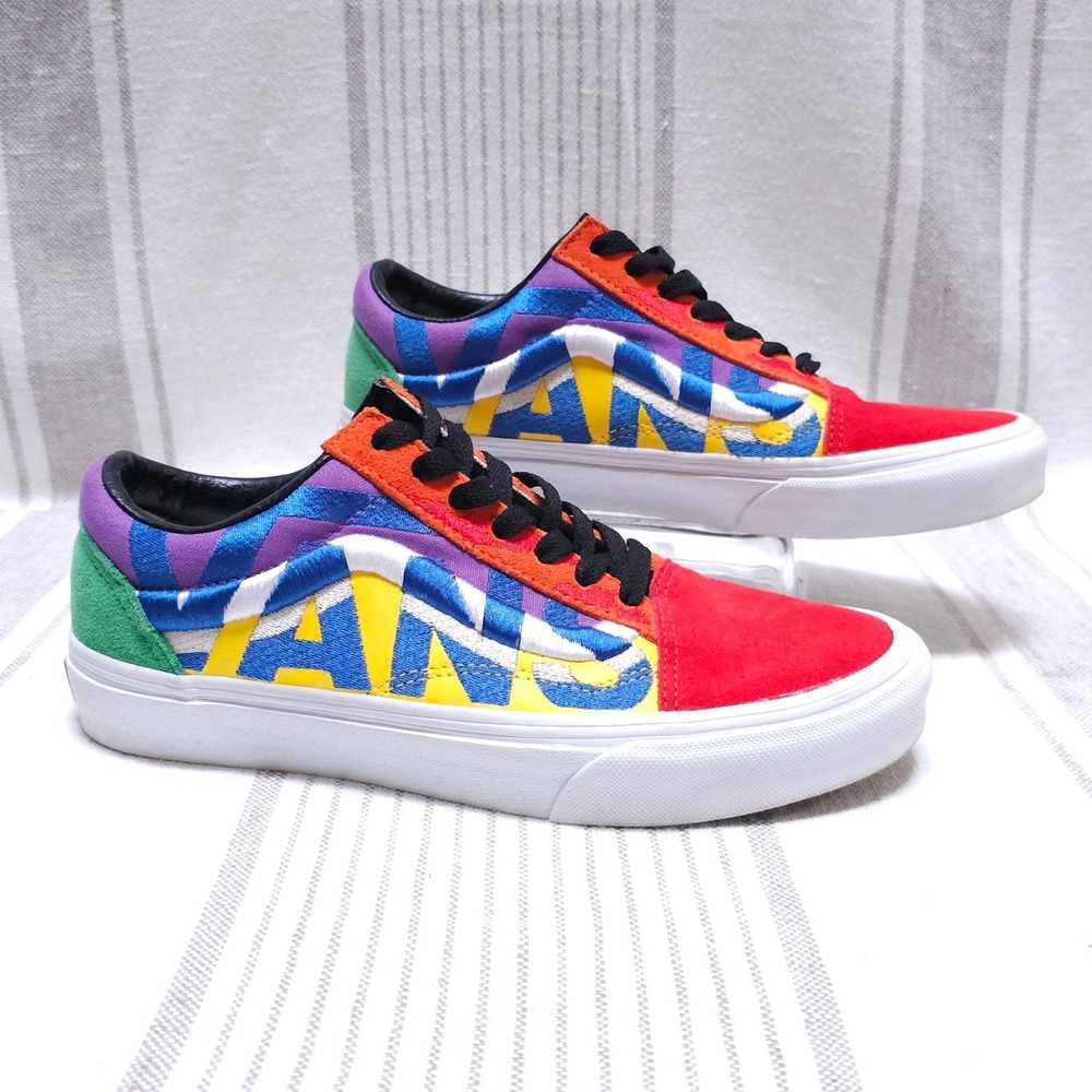 VANS Old Skool LowTop Womens 7.5 Rainbow Colorblock Skate Shoes Sneakers Rainbow